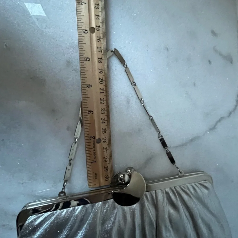 Vintage 1950s HL U.S.A. Silver Clutch with chain handle